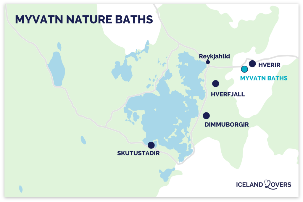 mapa Myvatn Nature Baths Islândia