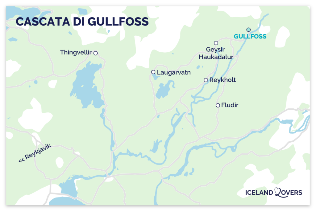 Mappa della cascata Gullfoss in Islanda