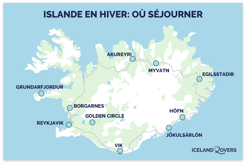 carte islande en hiver ou sejourner